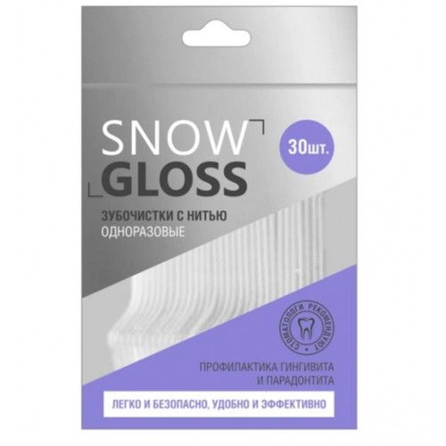SNOW GLOSS Зубочистки с нитью одноразовые 30шт